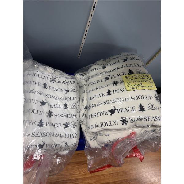 King quilt cover, pillowcases, top sheet and fitted sheet