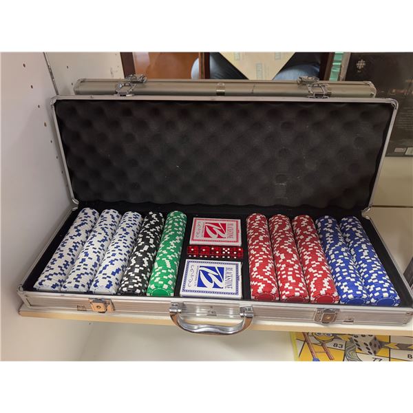 Poker chip set cards and dice