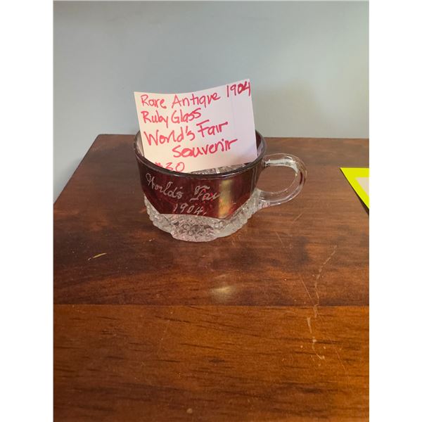 Antique Ruby glass world fair souvenir 1904