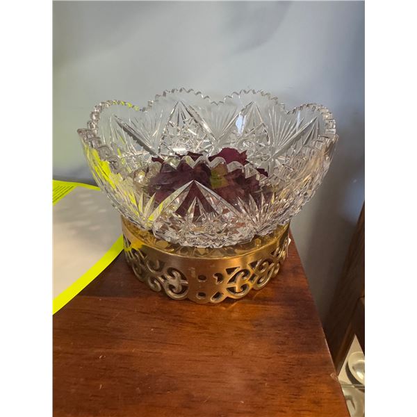 Crystal bowl and brass stand