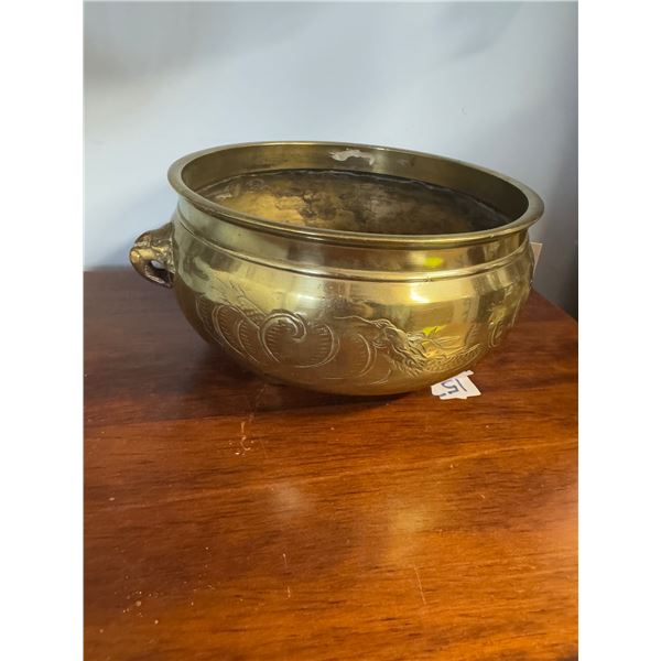 Antique brass dragon motif planter