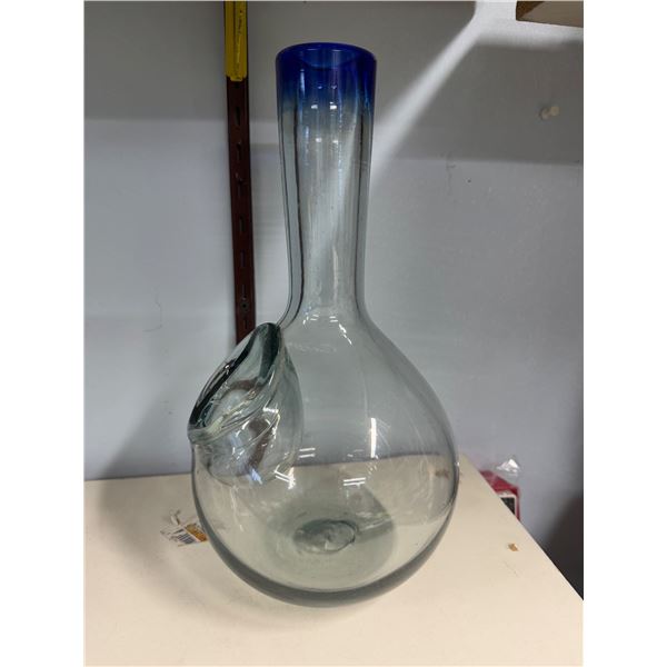 Hand blown wine decanter with ice pocket
