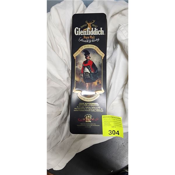 Glenfiddich whiskey, tin