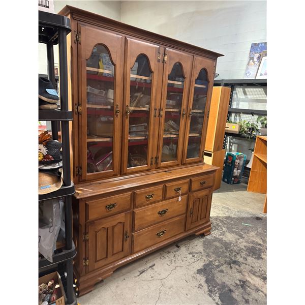 Vilas Maple, China cabinet two piece 64" x 19" 79.5 inches tall