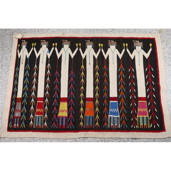 6 Figure Yei Navajo Rug.