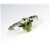 Radiant Natural Demantoid Garnet and Diamond