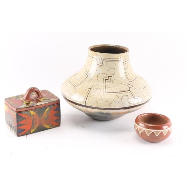 Lot of 3 Glazed pots