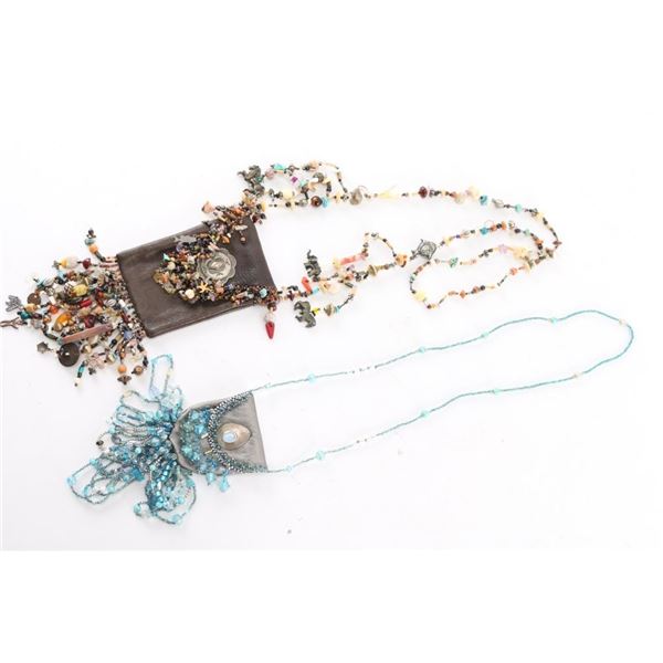 Lot of 2 Beaded Leather Pouches.
