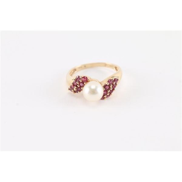 Ladies Pearl & Spinel Ring