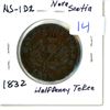 1832 NS-1D2 Nova Scotia Half Penny Token