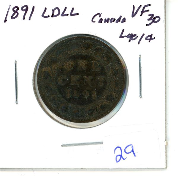 1891 LL LD Canada Large Cent