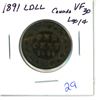 Image 1 : 1891 LL LD Canada Large Cent