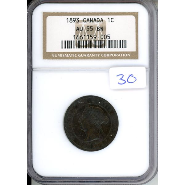 1893 Canada Large Cent; AU 55 BN (NGC # 1661159-005)