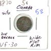 Image 1 : 1870 Wide Flat Rim, Die Breaks Canada Silver 5¢