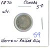 Image 1 : 1870 Narrow Raised Rim Canada Silver 5¢