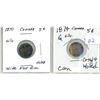 Image 1 : Lot of 2: 1870 WFR & 1874 Crssd 4 Canada Silver 5¢ (both holed)