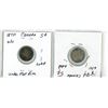 Image 2 : Lot of 2: 1870 WFR & 1874 Crssd 4 Canada Silver 5¢ (both holed)