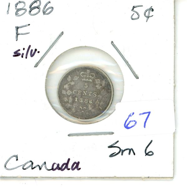 1886 Sm 6 Canada Silver 5¢