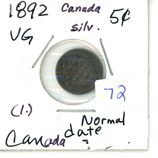 1892 Canada Silver 5¢ (1.)