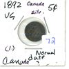 Image 1 : 1892 Canada Silver 5¢ (1.)