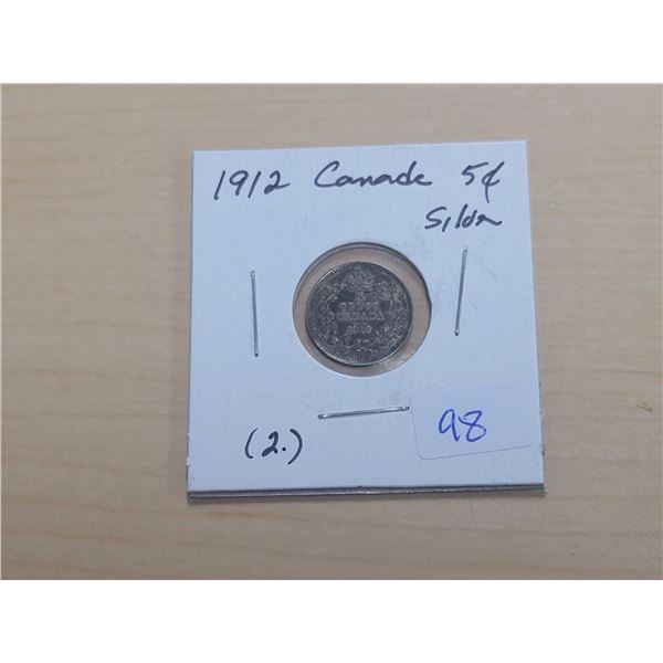 1912 Canada Silver 5¢ (2.)