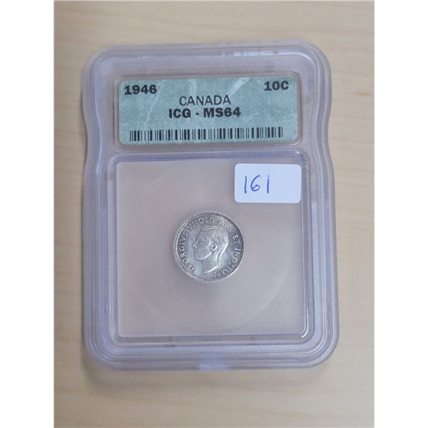 1946 Canada Silver 10¢; MS 64 (ICG # 5408510601)
