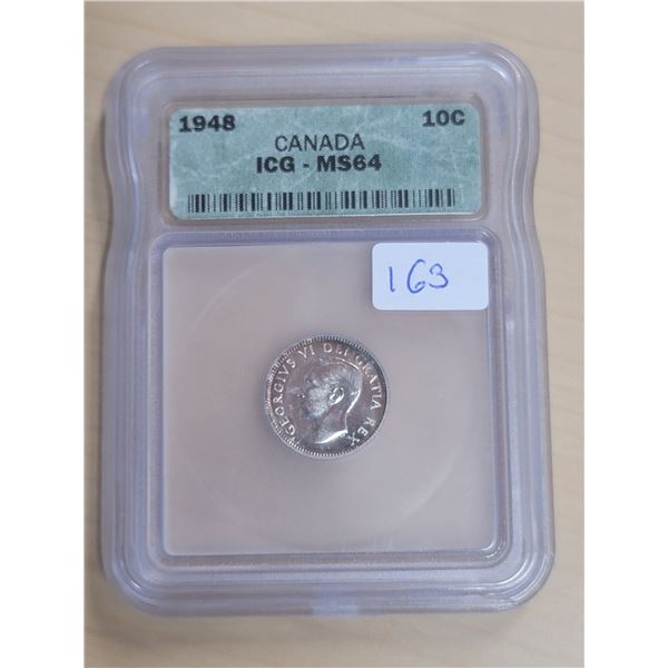 1948 Canada Silver 10¢; MS 64 (ICG # 5408510701)