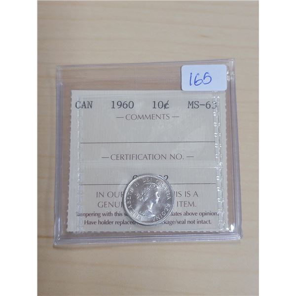 1960 Canada Silver 10¢; MS 63 (ICCS # OL 102)