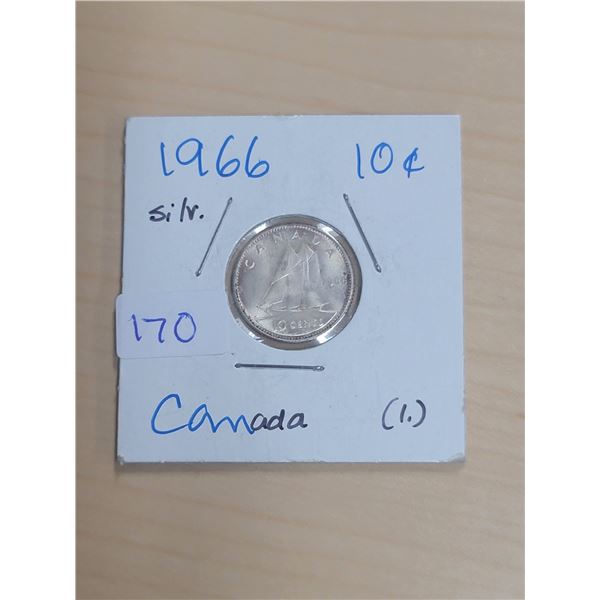 1966 Canada Silver 10¢ (1.)