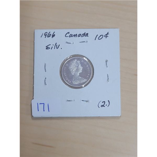 1966 Canada Silver 10¢ (2.)