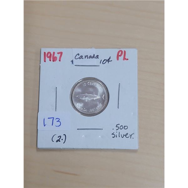 1967 Canada Silver 10¢ (2.)