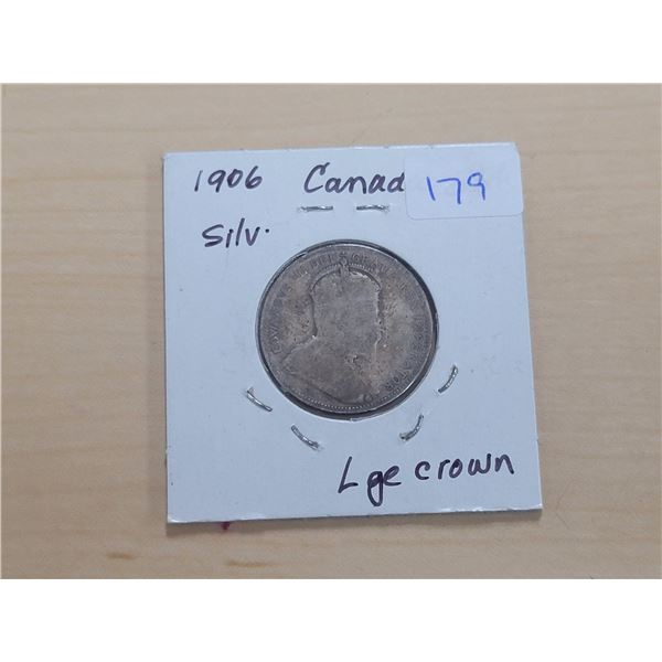 1906 Lge Crown Canada Silver 25¢