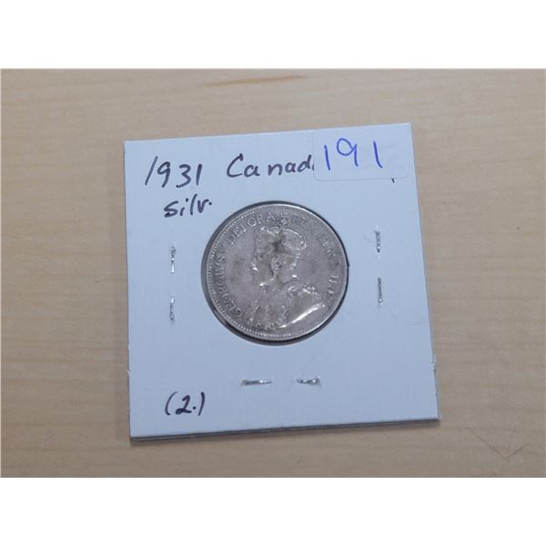 1931 Canada Silver 25¢ (2.)