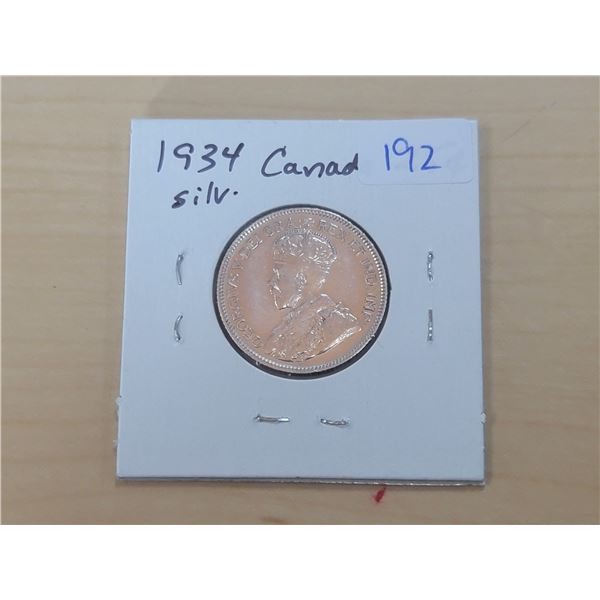 1934 Canada Silver 25¢