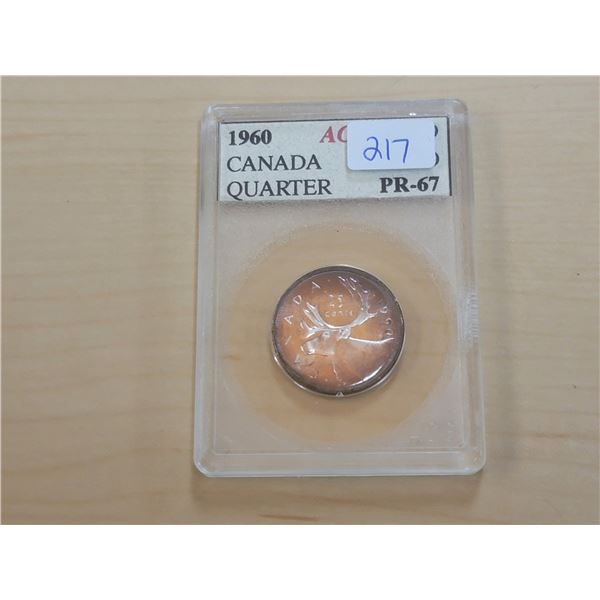 1960 Cameo Canada Silver 25¢; PR 67 (ACG # 261979)