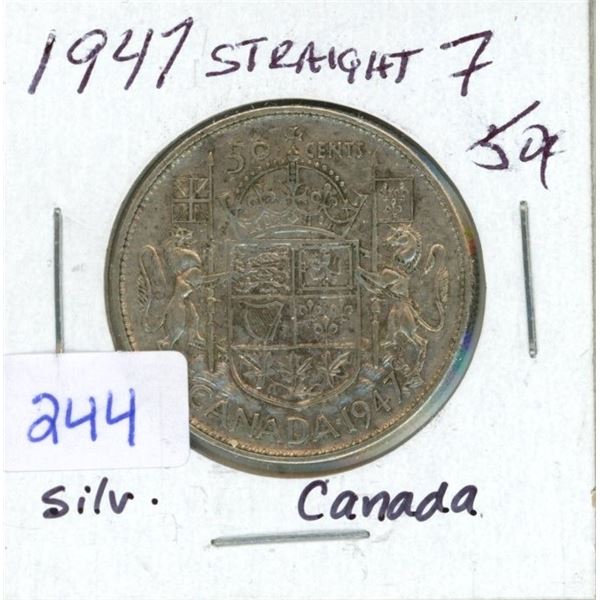 1947 Straight 7 Canada Silver 50¢