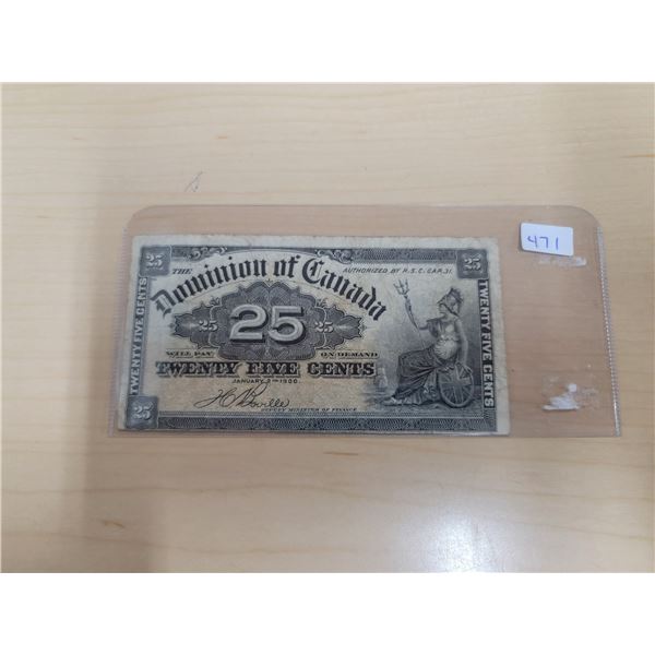 1900 Dominion of Canada 25¢ Shinplaster, Boville