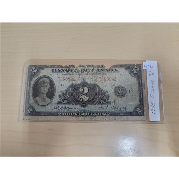 1935 Banque Du Canada $2 Banknote, Osborne/Towers (#F 360942)
