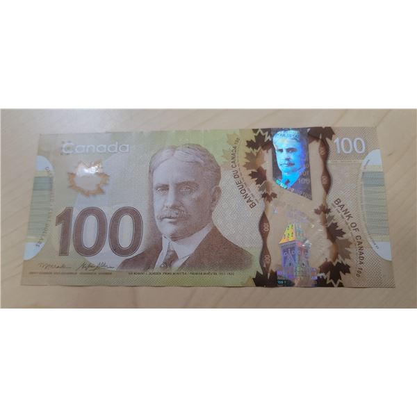 2011 Canadian 100 Dollar 2-Number Radar Note, Macklem/Poloz, FKY3000003
