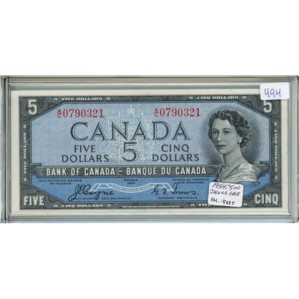 1954 Canadian 5 Dollar Devil's Face Bill, Coyne/Towers, A/C0790321
