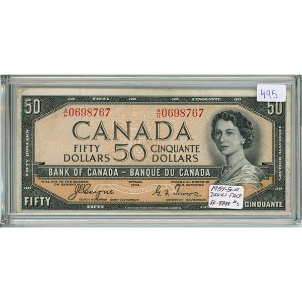 1954 Canadian 50 Dollar Bill, Coyne/Towers, A/H0698767