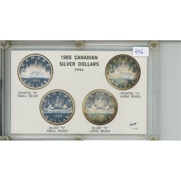 4 1965 Canadian Silver Dollars