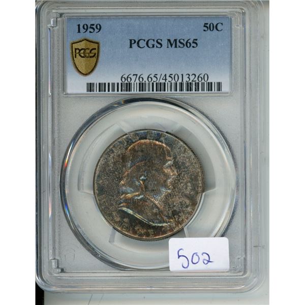 1959 U.S.A PCGS Graded 50 Cent Coin - MS65