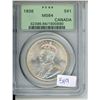 1936 Canadian PCGS Graded Silver 1 Dollar Coin - MS-64