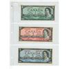Image 1 : 3x 1954 Canadian bills - 1 dollar, 2 dollar, 5 dollar