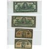 Image 1 : 2x 1923 shinplasters and 2x 1937 1 dollar bills