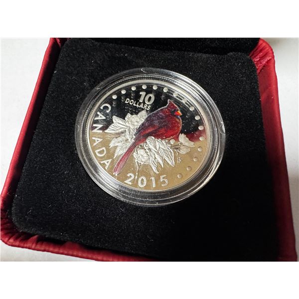 2015 fine 999 silver northern cardinal 10 dollars