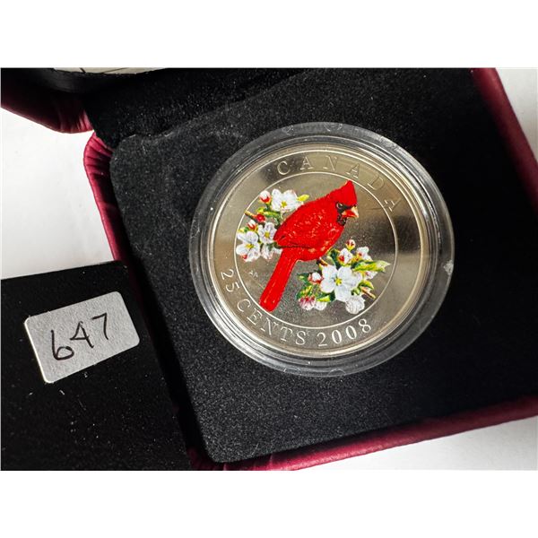 rare 2008 northern cardnial 25 cent coin