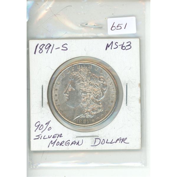 1891S better date 90% silver morgan dollar