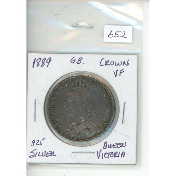 1889 92.5 silver great britain crown